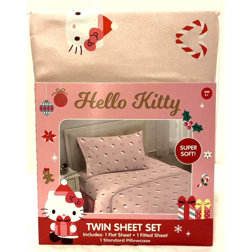Sanrio Hello Kitty 3 Piece Twin Size Bed Sheet Set Sheets And Pillowcase Heart